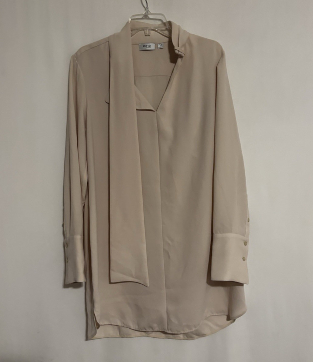 Per Se Mini Dress Tunic Top Tan 14 Aline Relaxed Womens Lagenlook